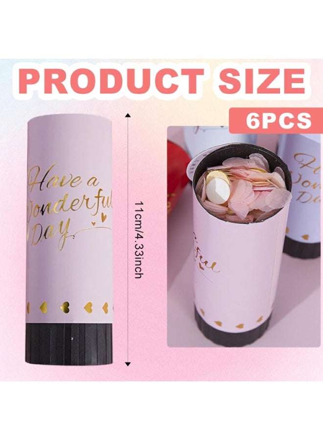 مجموعة من 6 مدافع قصاصات ورقية، متعددة الألوان، مثالية لحفلات الزفاف وأعياد الميلاد والاحتفالات والمناسبات الخاصة مثل الكريسماس ورأس السنة الجديدة، بالإضافة إلى كونها مزحة رائعة لحفلات التخرج. مدفع قصاصات ورقية صغير ومضحك، سهل الاستخدام (مختلط). - Image 3